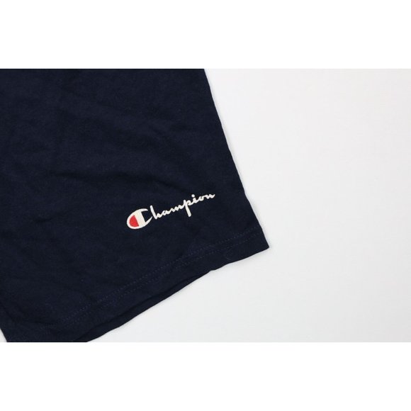 NOS Vintage 80s Champion Mens Medium Spell Out Above Knee Shorts Navy Blue USA - Picture 4 of 9